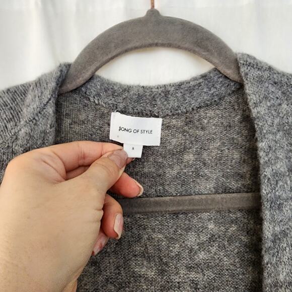 Song of Style Revolve Tommy Cardigan long maxi duster in heather Grey belted - Picture 5 of 10